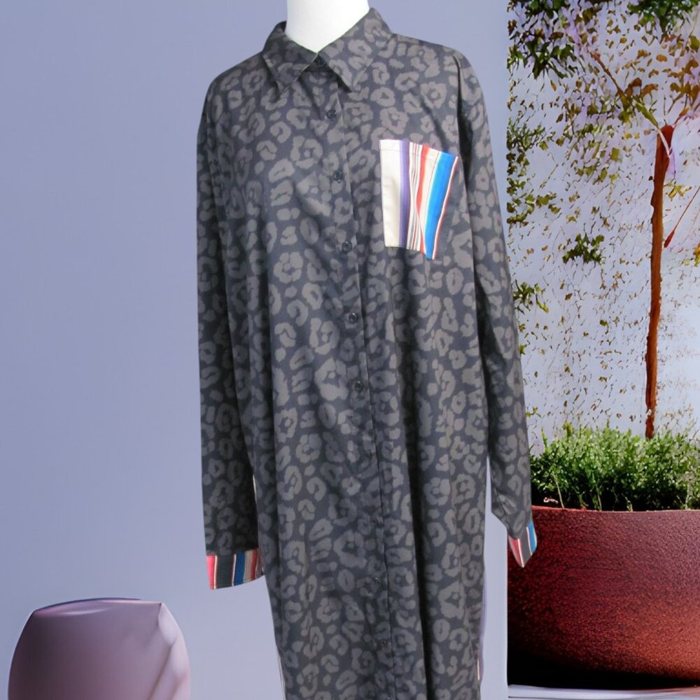 CRAZY TRAIN AZTEC PRINT/LEOPARD PRINT DUSTER NWT - Picture 5 of 12